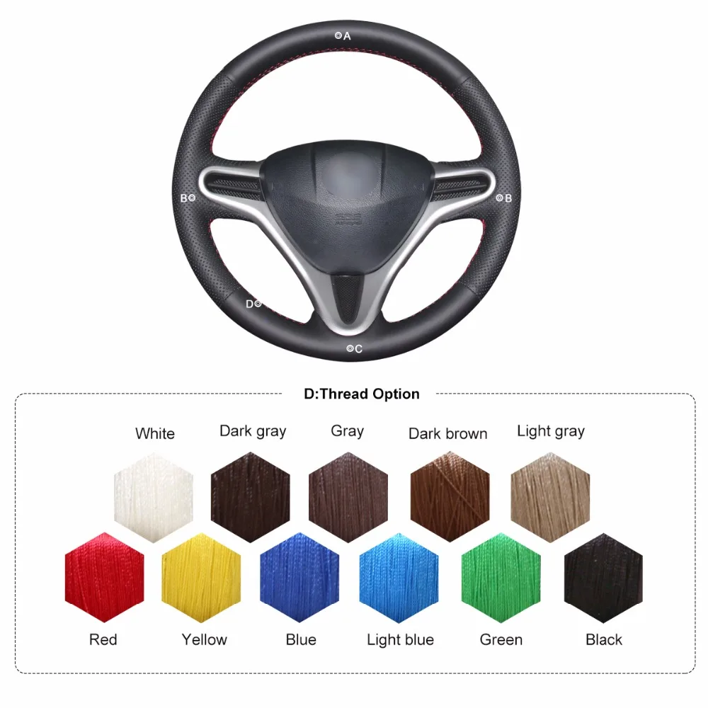 MEWANT черный чехол рулевого колеса автомобиля из искусственной кожи для Honda Jazz 2008