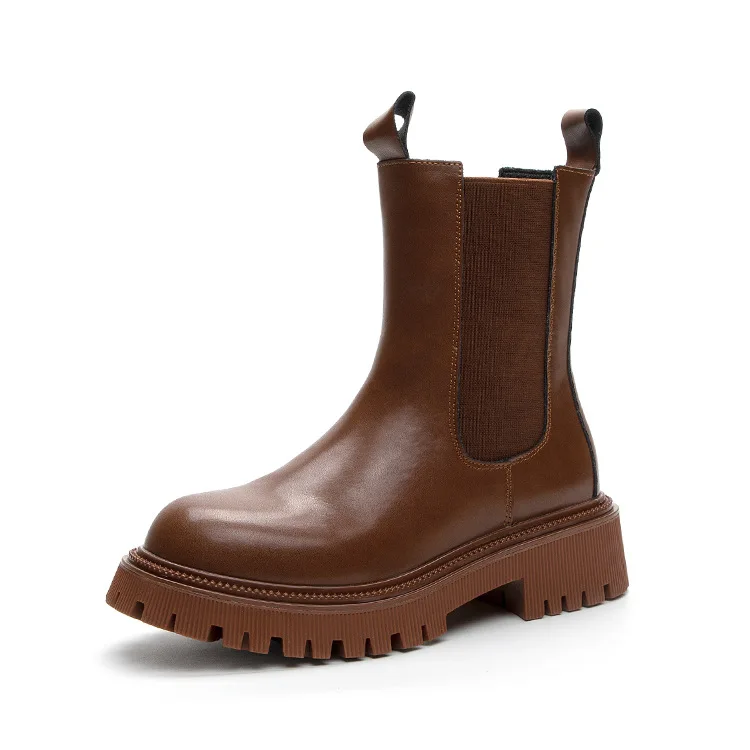 

Женские мотоциклетные ботинки из мягкой кожи, на массивном каблуке