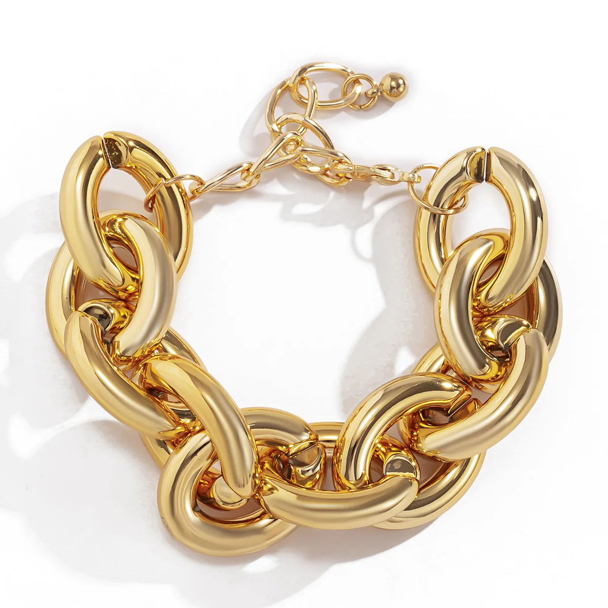 

TIMEONLY Exaggerated Chunky Cuban Chain Metal Bracelet Contrast Color Hollow Charm Bracelets for Women Street Style Jewelry