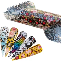 zko 5 pcs leopard nail art transfer foil sexy starry sky nail sticker decals polish manicure decorations charm slider set