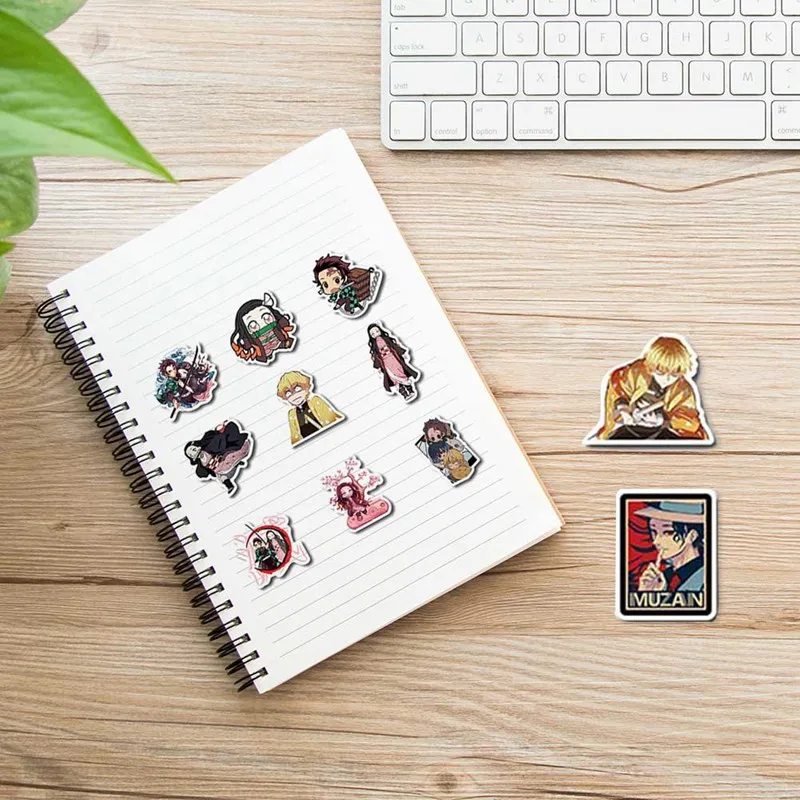 

100Pcs Hot Japan Anime Kimetsu No Yaiba Stickers Decal Vinyl For Car Guitar Laptop Skateboard Demon Blade Slayer Sticker