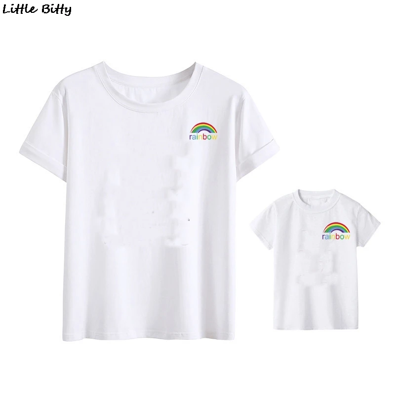 Радужные футболки для всей семьи летняя хлопковая футболка с коротким рукавом