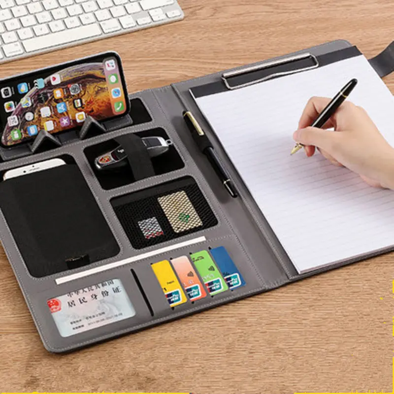 desk organizer a4 phone holder file folder for documents briefcase bag business padfolio planner office notebooks custom logo free global shipping