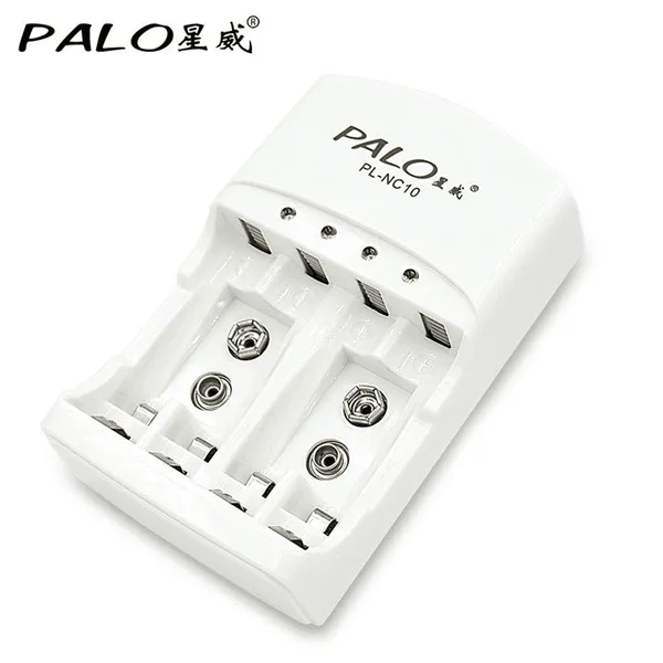 PALO aa aaa 2a 3a 9V зарядное устройство электрическая Зарядка для 1,2 V aa aaa 9v(6F22) Ni-MH аккумуляторы - Цвет: Белый
