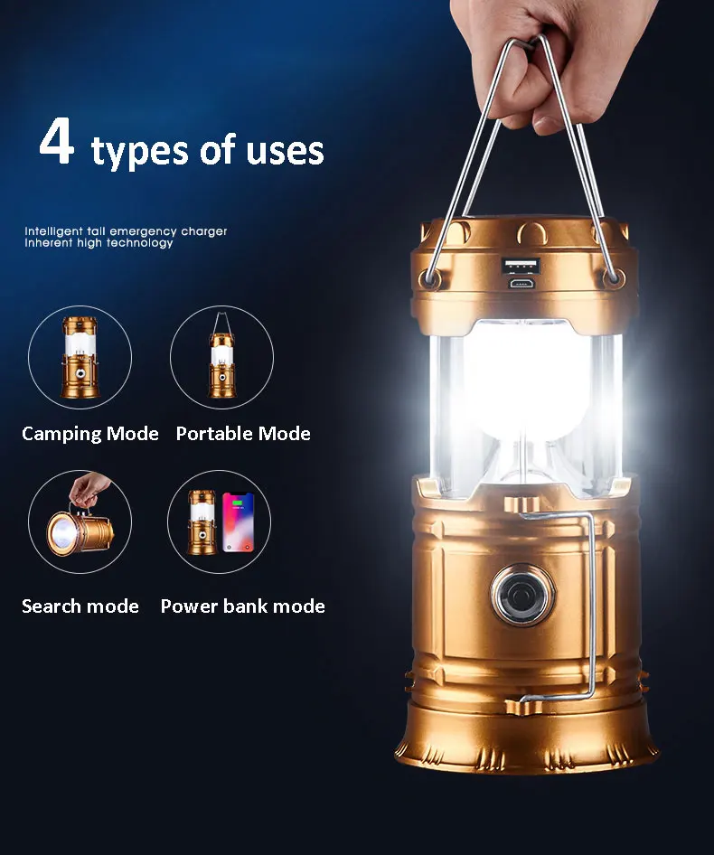 Фонарик светодиодный для кемпинга уличный складной аварийный светильник со