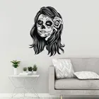 Виниловая наклейка на стену с изображением сахарного черепа, зомби, девочка, Calaveras, макияж, День мертвых, наклейка, съемные обои для украшения дома, 2049