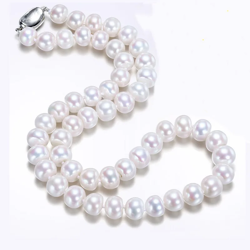 Натуральный пресноводный жемчуг овальное ожерелье 8-9 мм около круглого жемчуга