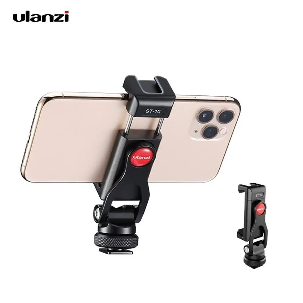 

Metal Dual Cold Shoe Phone Holder Phone Clip with Led Video Light Microphone Mount Hex Wrench 1/4 interface Cameras