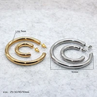 goldsteel color big circle women hoop earrings line 5mm exaggerated hoop ear loop smooth ring earring stainless steel jewelry