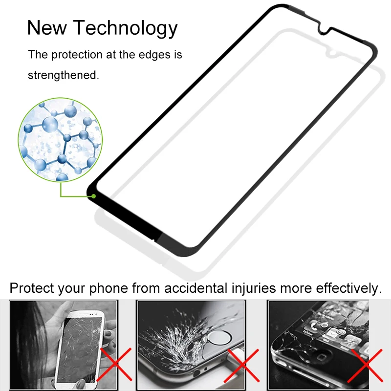 Закаленное стекло для Samsung A50 A70 Защитная пленка экрана с полным клеем Защитное