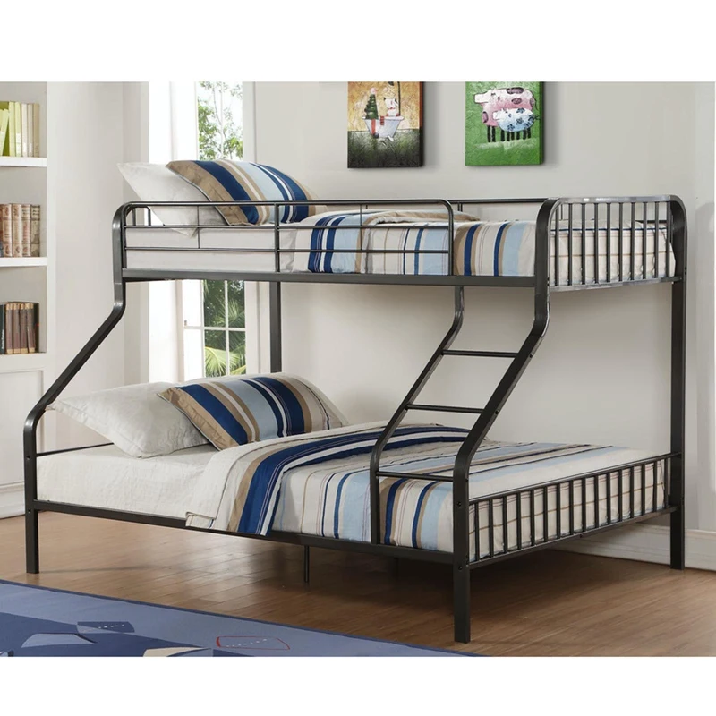 

Металлическая двухъярусная кровать с прочной рамой для взрослых и детей, разборная безопасная спальная кровать с раздвижной лестницей