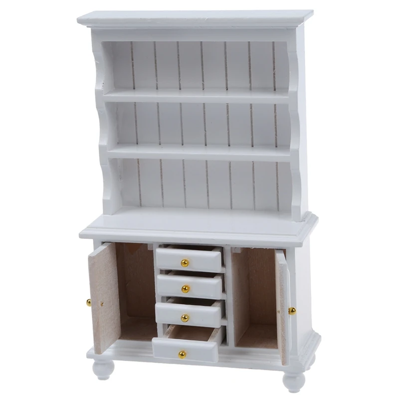 

1/12 Dollhouse Miniature Furniture Multifunction Wood Cabinet Bookcase White