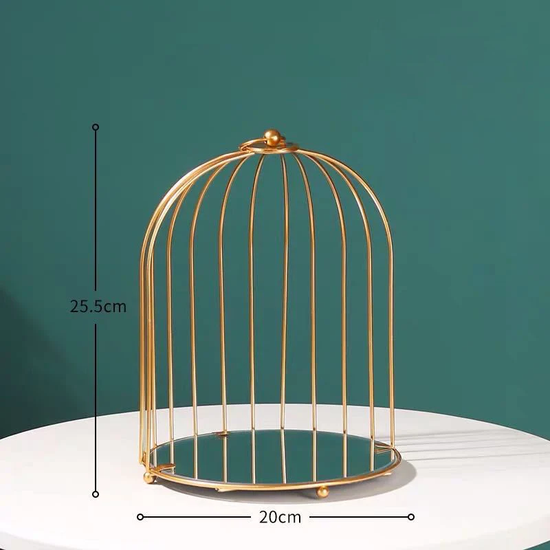 

Nordic Desktop Cosmetic Storage Holder Creative Iron Birdcage Storage Rack Bedroom Bathroom Skin Care Organizer Toiletries Shelf