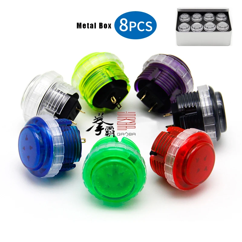 

8pcs/lot Metal Box Original Qanba Translucent 30mm Mechanical Pushbuttons with Omron Switches for Arcade JAMMA MAME Game