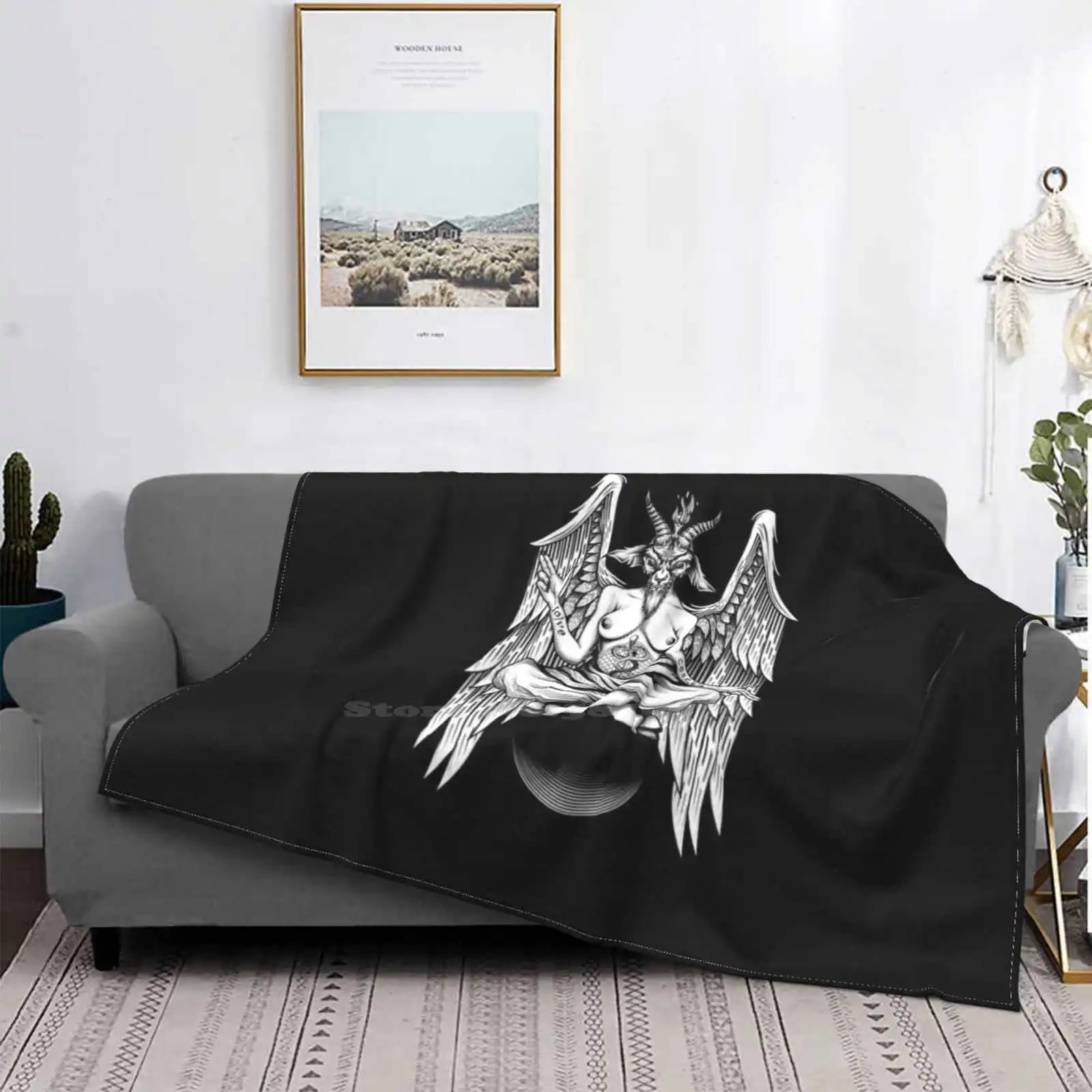 

Коза Baphomet, всесезонное удобное теплое мягкое одеяло, парапгомет, дьявол, сатана, оккультная модель 666, Коза-демон, сатанист
