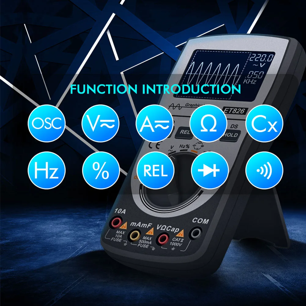

2 In 1 Oscilloscope Multimeter Current Portable Analog Bandwidth Intelligent Digital With Bar Graph LCD Screen Diode Tester