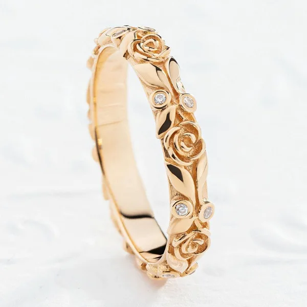 

Wish new jewelry European and American exquisite fashion rose flower diamond set romantic lady bride engagement ring