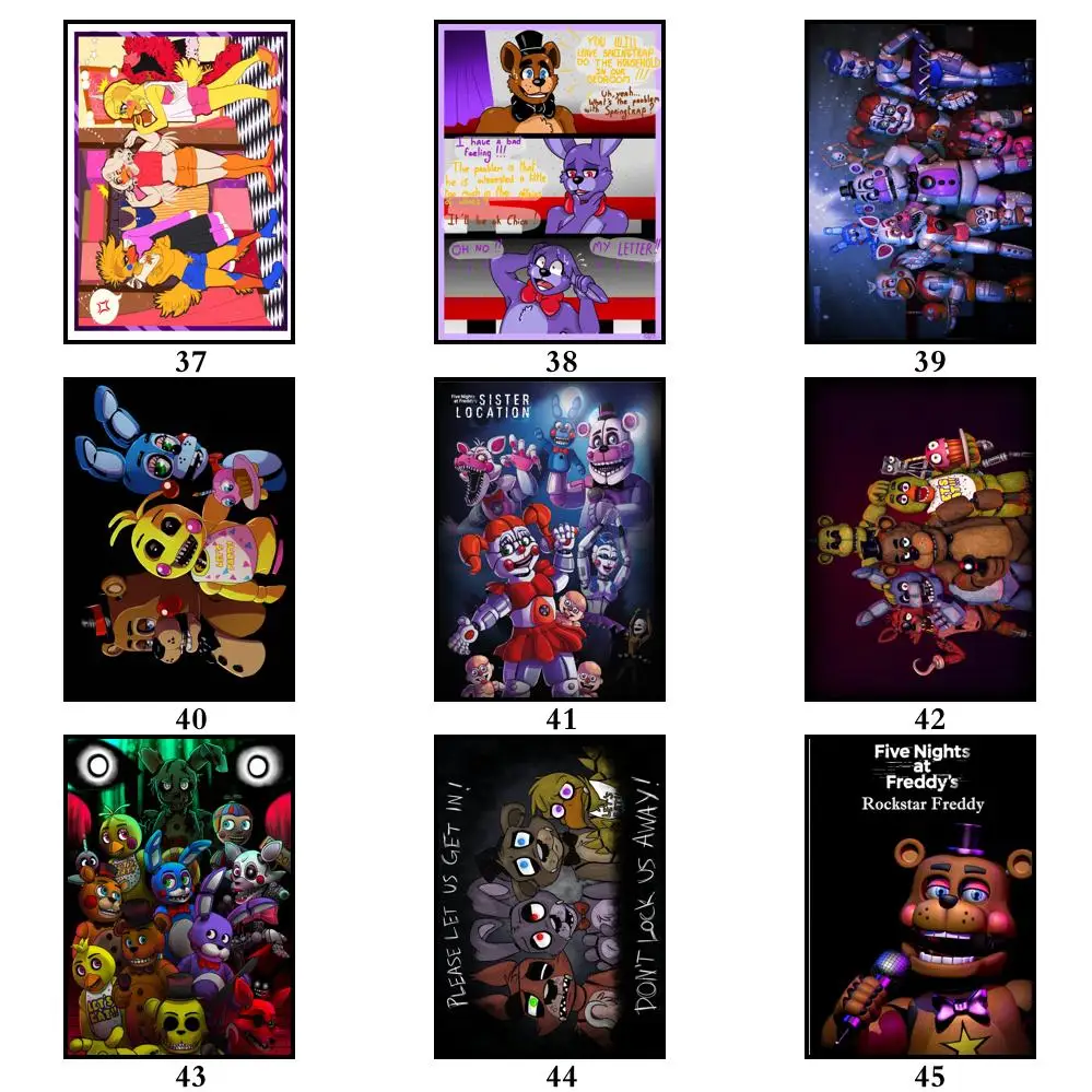 46 designs five nights freddy whitepaper poster home decal art painting funny wall sticker for coffee house bar free global shipping