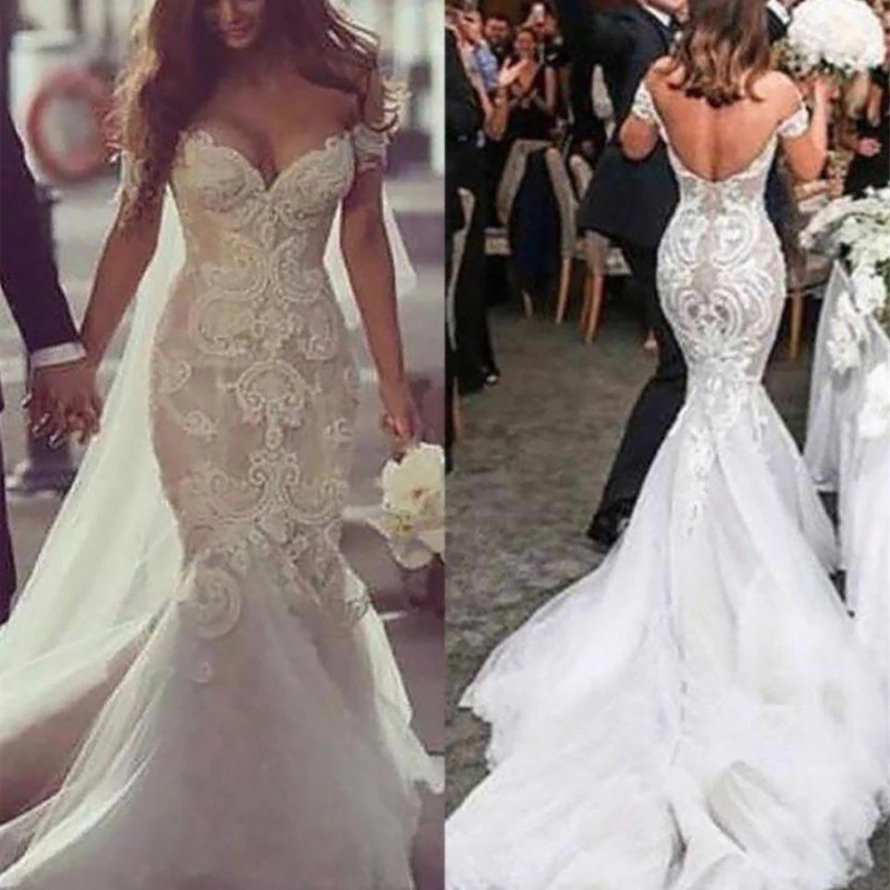 

Mermaid Wedding Dress Applique Sweetheart Strapless Strapless Size Fashion Bridal Wedding Dress Robe De Mariee Sexy Lace