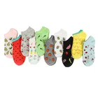 100 парлот, оптовая продажа, женские носки с забавным рисунком, фрукты, овощи, еда, яркие цвета, Короткие хлопковые носки-башмачки