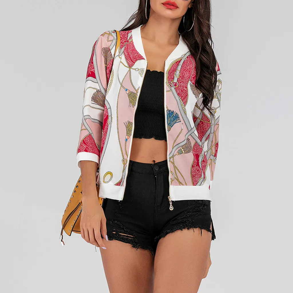 2019 зимние и весенние женские куртки модная блуза с принтом бохо бейсбольная