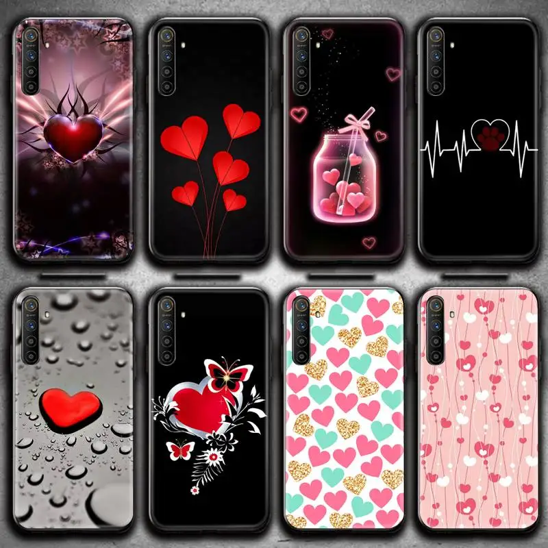 Симпатичные парные розовый любящее сердце жесткий чехол для телефона OPPO Realme 6 Pro C3