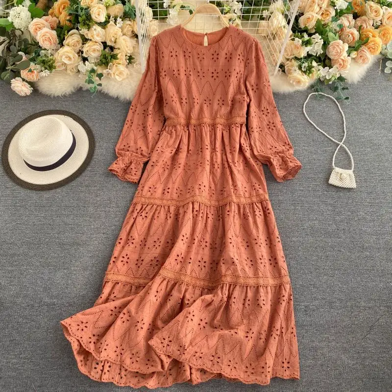 

Wchw Cgdsr Party Long Sleeve Boho High Waist Dresses Women A-Line Solid Vintage Luxury Runway 2020 Autumn Winter Dress Elegant