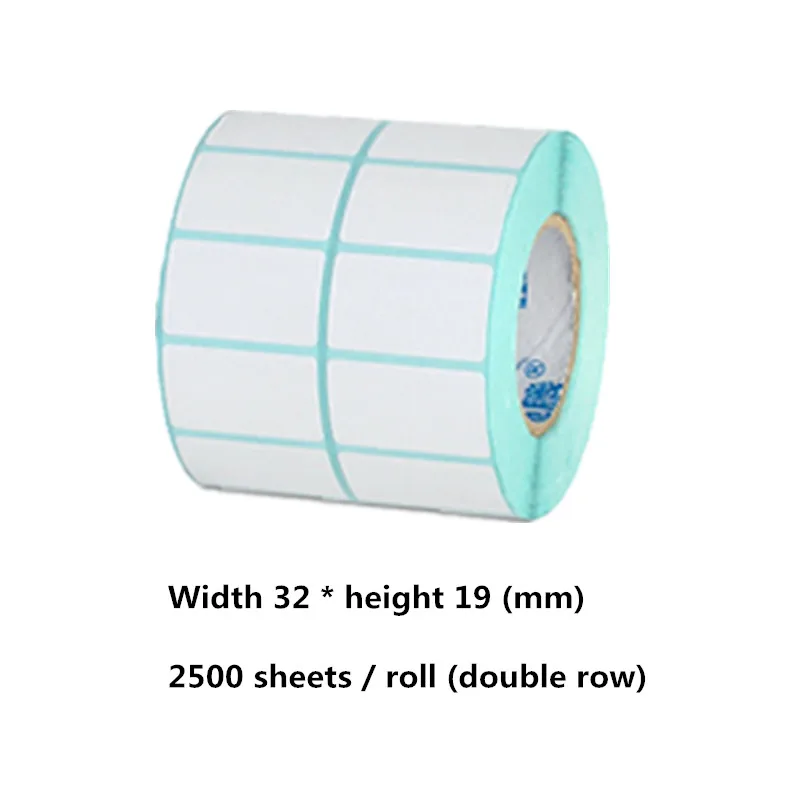 Ширина 32 * Высота 19 мм термопринтер этикеточная бумага чистые 2500 листов/рулон