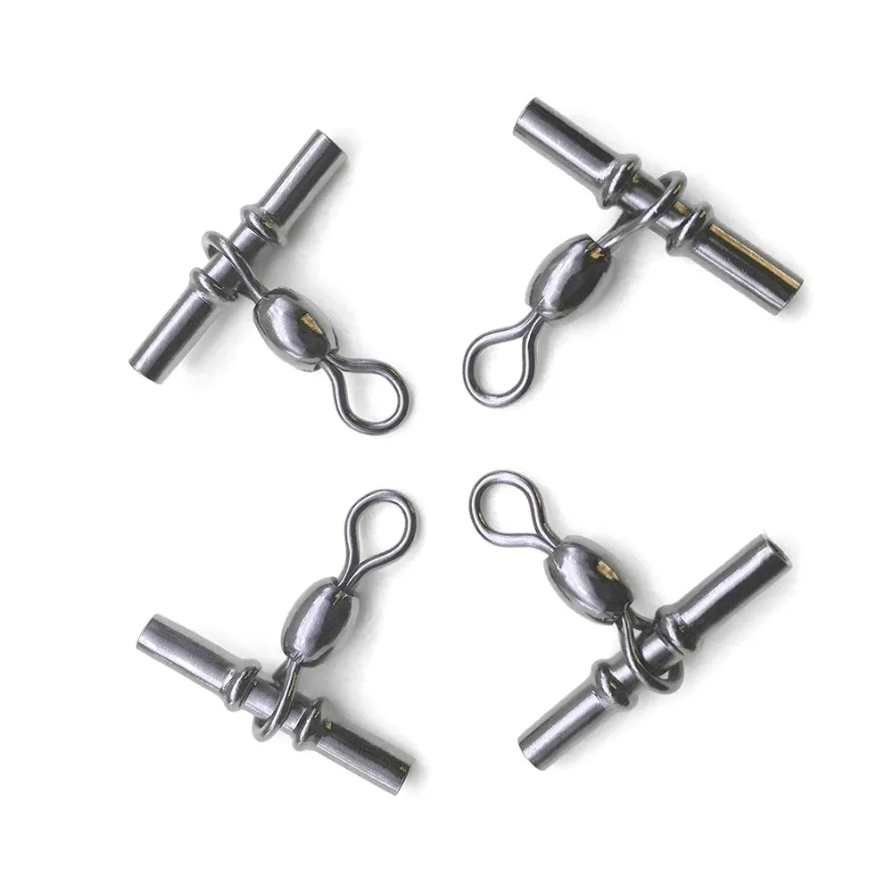 

10Pcs Connector Bearing Crimp Swivels Cross Line Fishing Waggler Float Adapters Fish Line Cross Swivel Fishing Hook Accessories