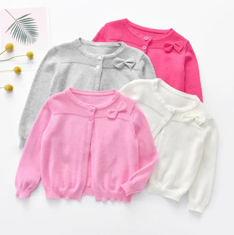 Осень 2020 Одежда для младенцев малышей свитера вязаные кардиганы шаль с бантом