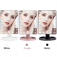 led light makeup mirror touch screen desktop countertop bright adjustable 1x 10x magnifier usb cable battery use beauty mirror