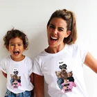 Семейные комплекты; Футболка для мамы и дочки; Повседневные футболки для маленьких девочек