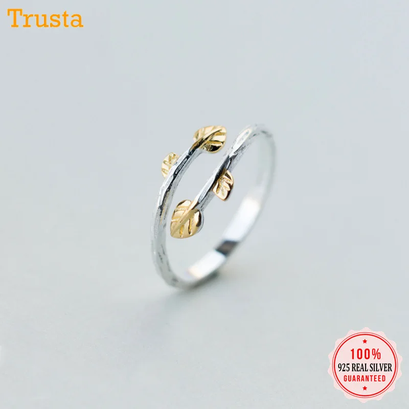 Trustsdavis 100% Серебро 925 пробы модные ювелирные изделия золотые листья коктейльное