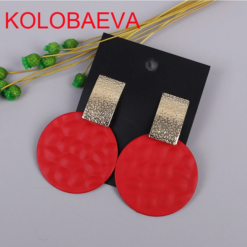 Новые круглые металлические женские серьги Южная Корея богемный эффектный кулон