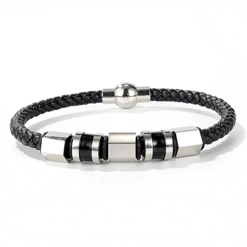 Браслет Modyle из натуральной кожи для мужчин браслеты нержавеющей стали золотого и