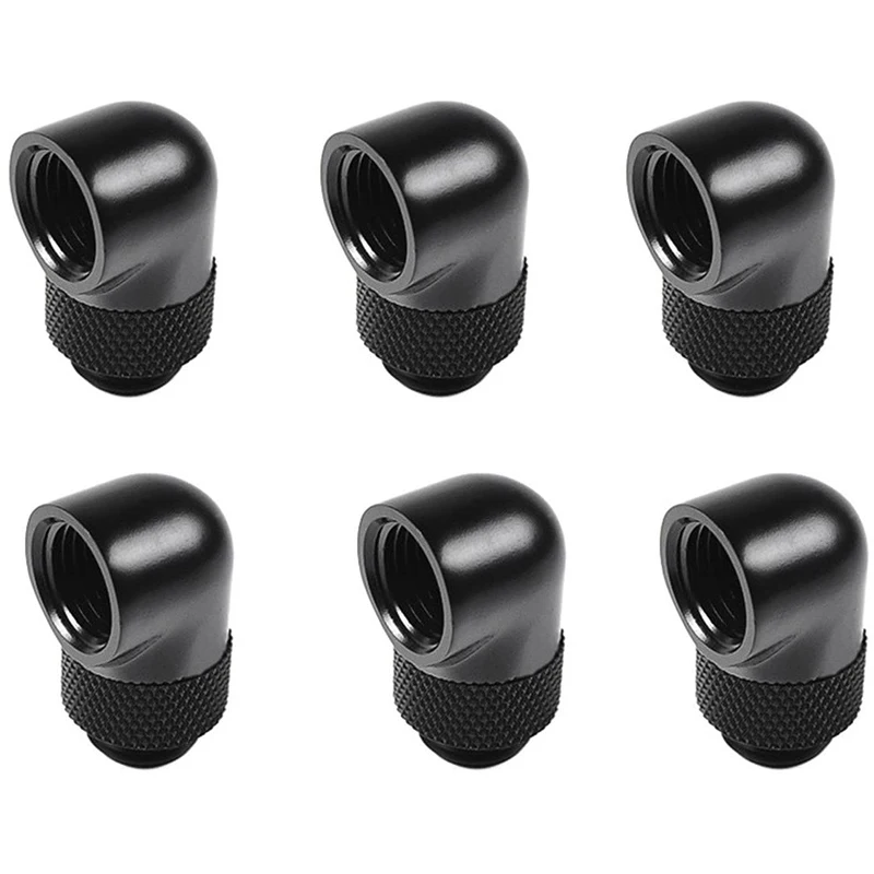 

SHGO HOT-6Pcs/лот G1 / 4 дюйма 90 поворотный Компрессионный фитинг 90 градусов поворотный подгонка водяной адаптеры охлаждения металлический разъем