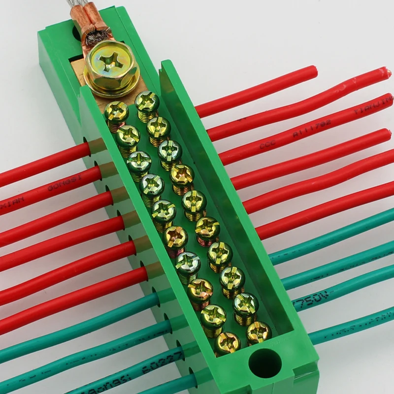 Блок клеммных колодок однофазный распределительный блок с зеленым соединением