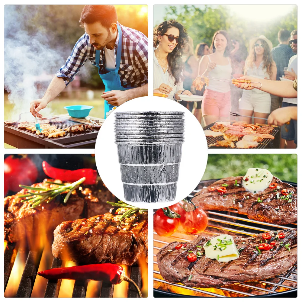 

12pcs Disposable BBQ Galvanized Iron Bucket Tin Foil Lining Oil Bucket Lining