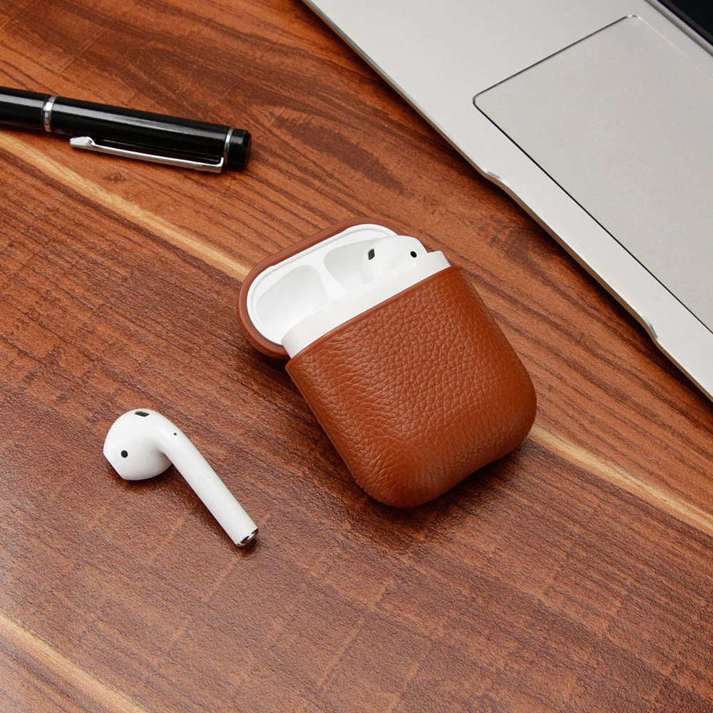 LISM чехол из натуральной кожи для Apple Airpods 1/2 противоударный ПК чехол для AirPods протектор для наушников Litchi шаблон чехол Капа