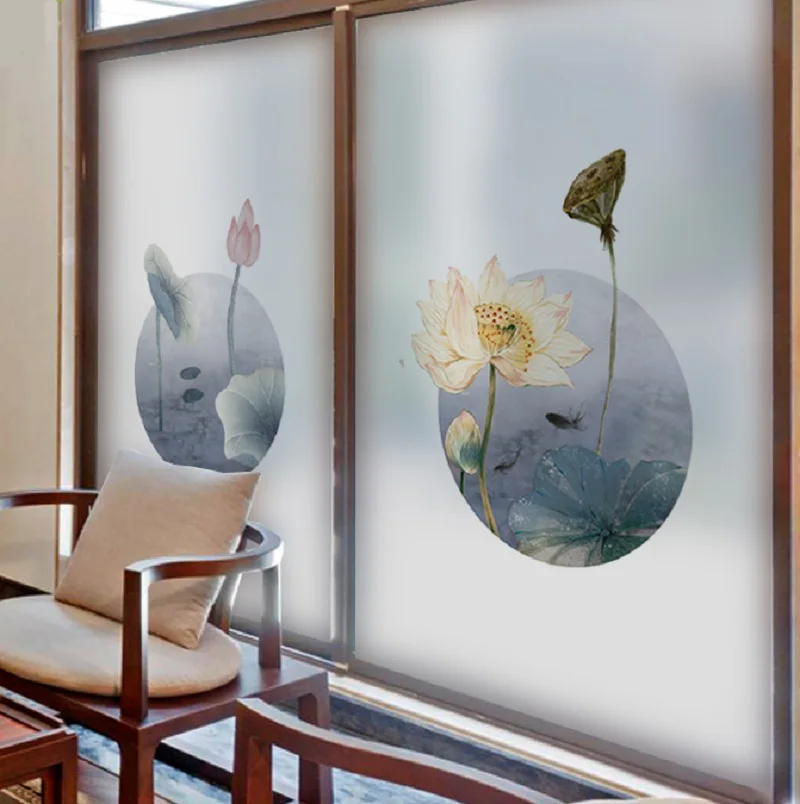 Оконная пленка размером на заказ статическая липкая декоративная из ПВХ в