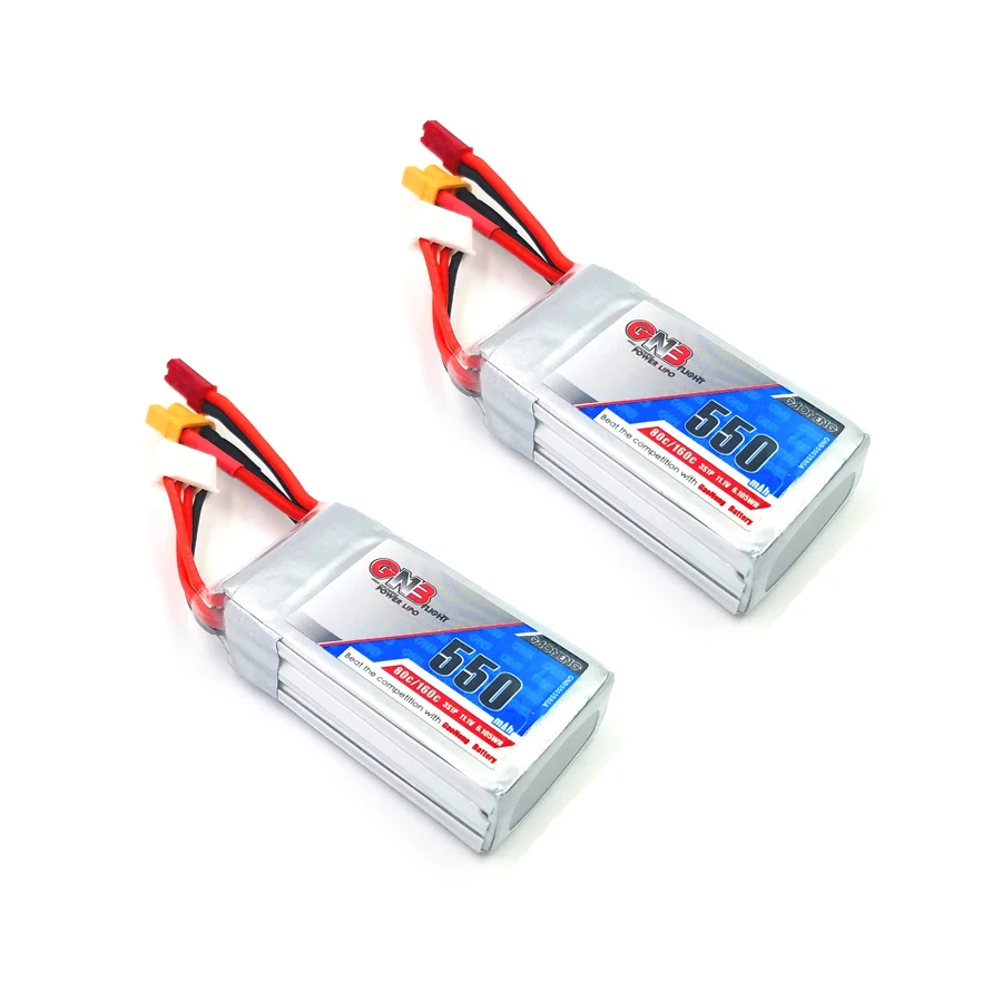 

2 шт. Gaoneng GNB 550 мАч 11,1 В 80C 3S Lipo батарея JST и XT30 разъем для Lizard95 торрент 110 FPV гоночный Дрон RC Квадрокоптер