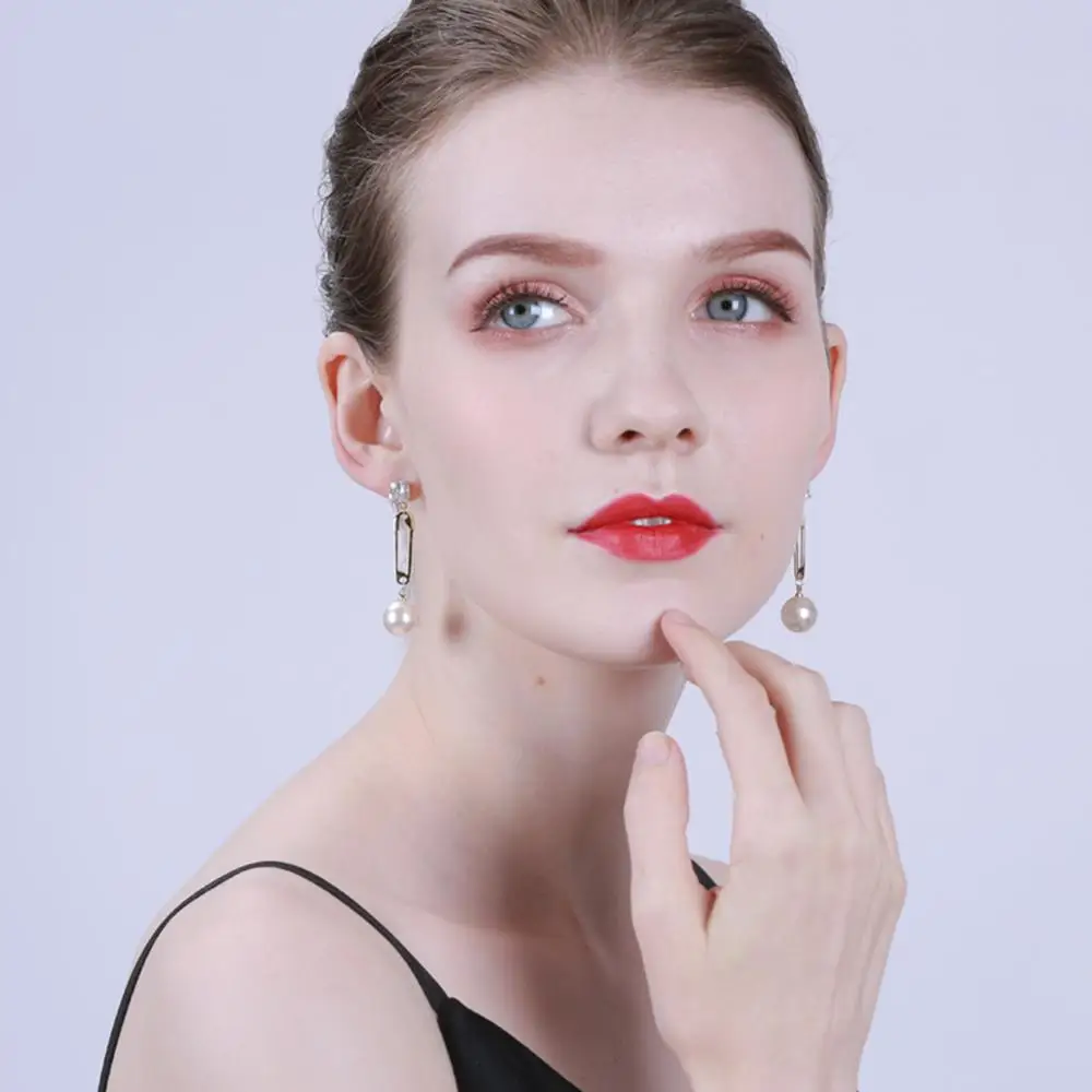 Модные ювелирные изделия KIVN фианиты безопасная булавка жемчуг висячие серьги