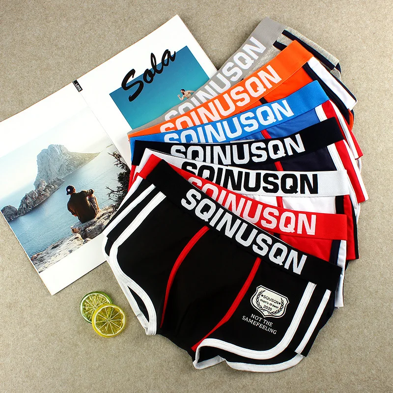 

Personality men's underwear sports boxer shorts cotton plus size new sexy hipster sexy Korean boxers calzoncillos booty shorts