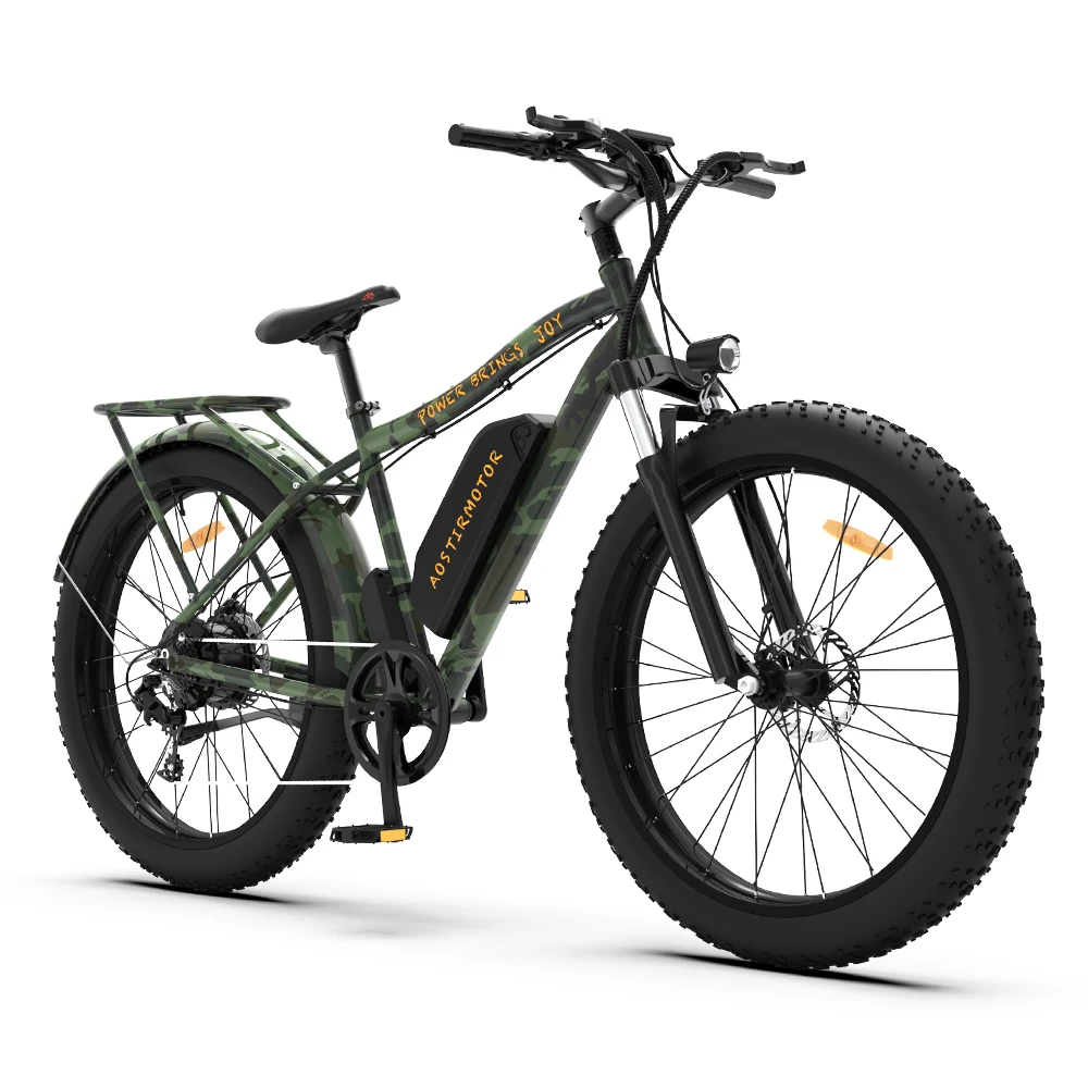 Günstig AOSTIRMOTOR S07-D Elektrische Bike 26 Zoll Fett Reifen Berg Ebike 750W Motor 48V 13Ah Lithium-Batterie Fahrrad