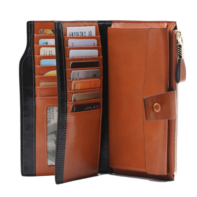 

Fashion Long Women Leather Wallet Womens Wallets ForCell Phone Genuine Leather Purse Female Coin Purse Carteira Feminina