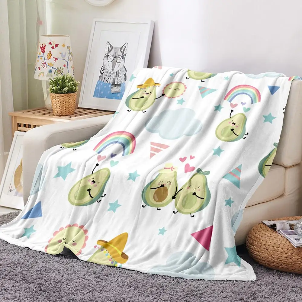 Фланелевое Одеяло с 3D-принтом авокадо зеленое пушистое одеяло фруктами для сна
