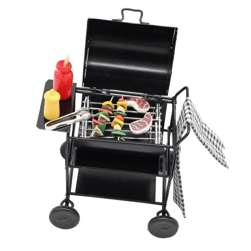 

1:12 Dollhouse Kitchen BBQ Grill Miniature Oven Model Kids Pretend Play Toy