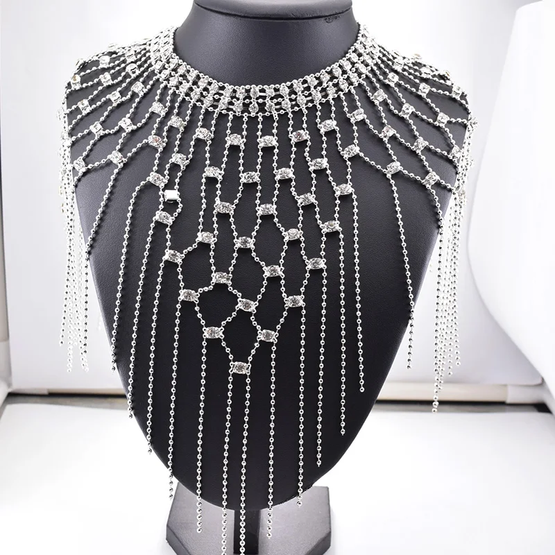 Длинная Бахрома rhinstone аппликация с кисточками из хрустального стекла цепочка