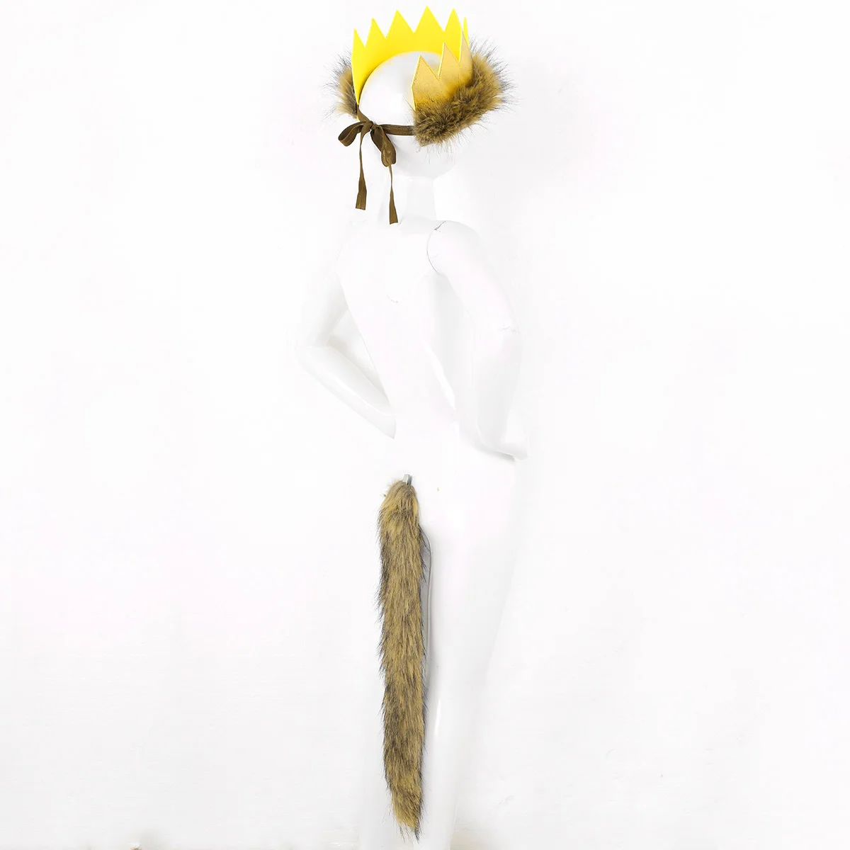 

Infant Baby Faux Fur Crown Headband Headwear/with Fluffy Tail Photography Props for Kids Cosplay Costume Halloween Dress Up Kits
