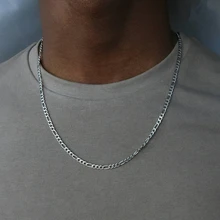 Fashion New Figaro Chain Necklace For Men Punk Silver Color Stainless Steel Long Necklace Men Hip Hop Jewelry Gift